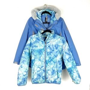 Gerry 2 n 1 Coat & Jacket Girls Large 14/16 Blue Hooded Parka Youth Ski Winter